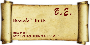 Bozsó Erik névjegykártya